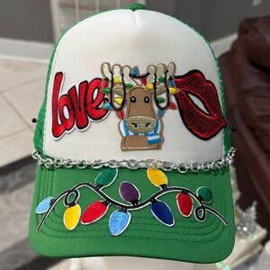 Green and White Holiday Trucker Hat